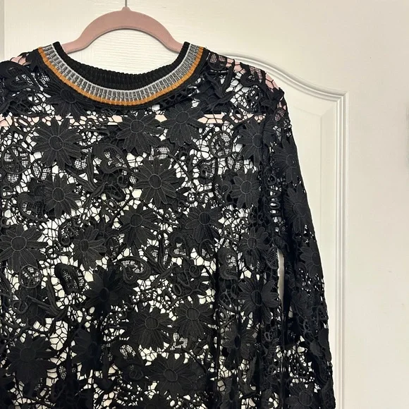 Sandro Black Lace Top - Picture 4 of 5